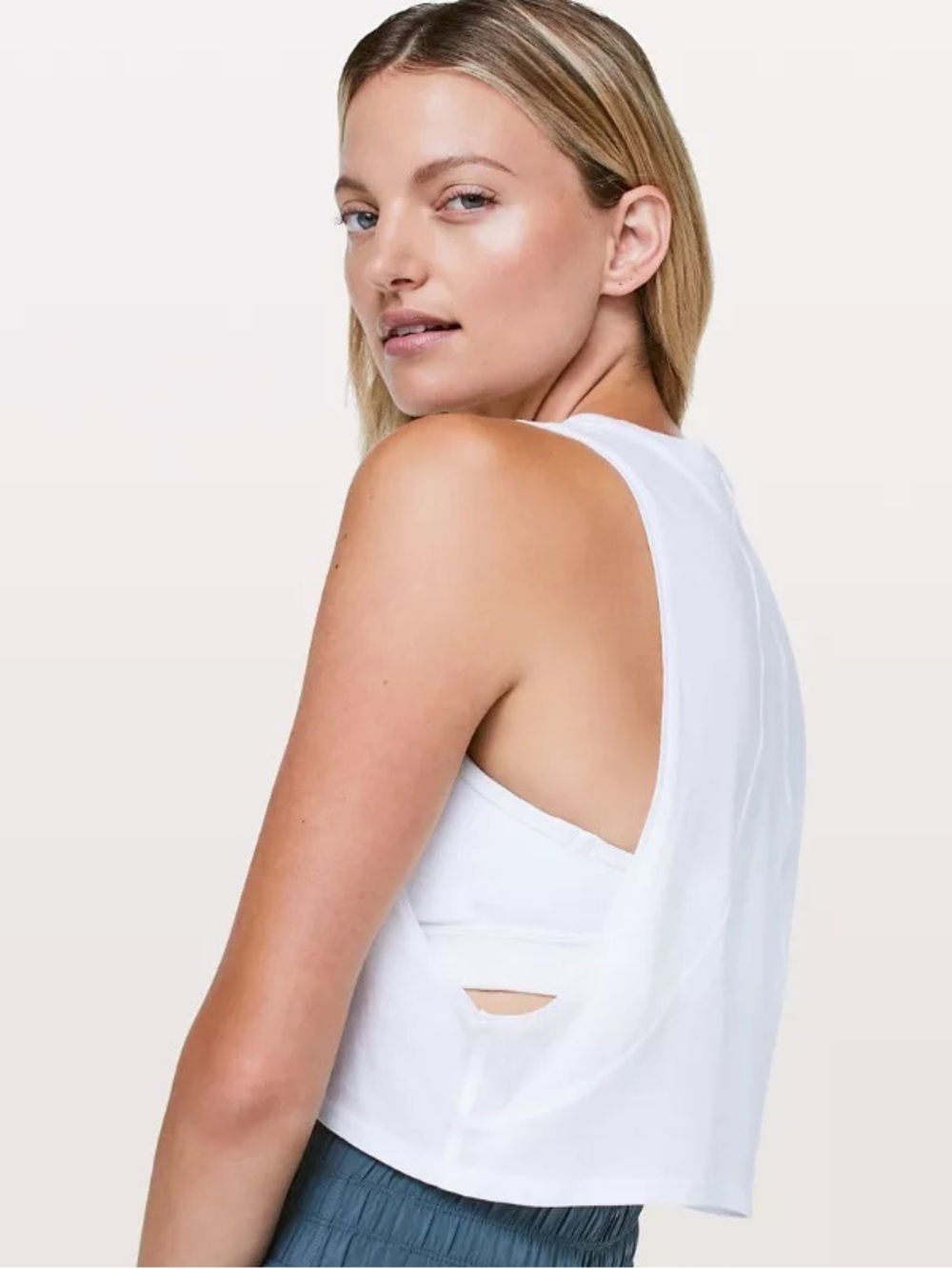lululemon athletica White Backless Cropped Tank